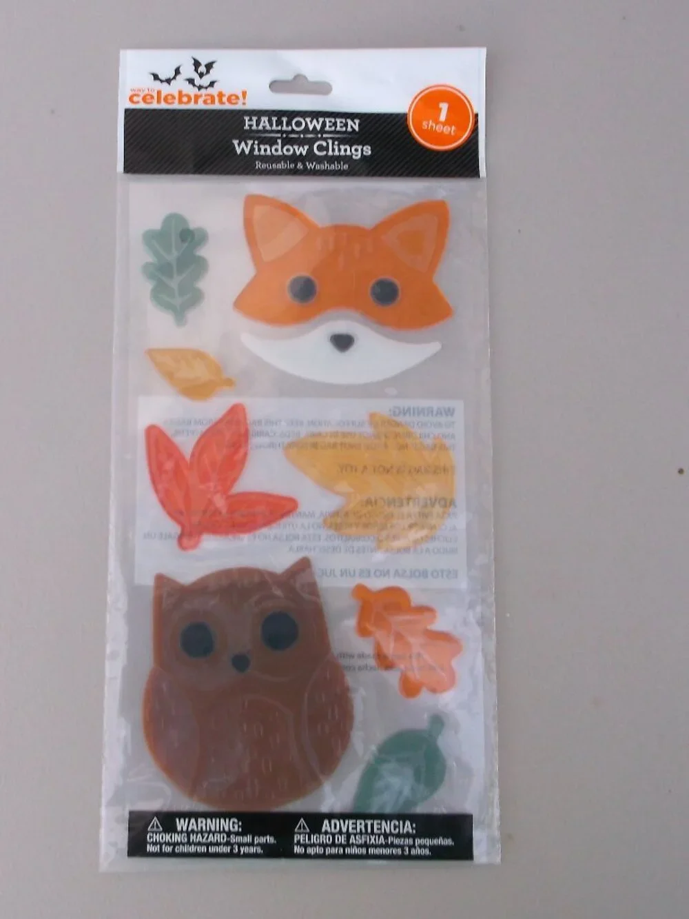 NWT Halloween Window Clings (4 Sheets) + Wooden Pumpkin Wall Decor Bundle